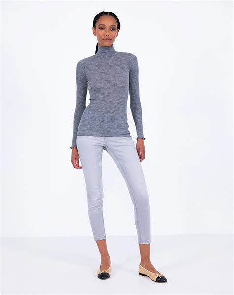 Damen Rollkragenpullover Wolle Und Seide Maisoncashmere