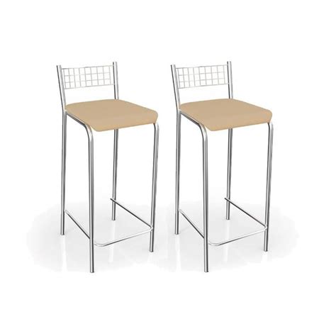 Kit 2 Banqueta de Cozinha Gênova B705CR Un Cromada Nude Kappesberg MadeiraMadeira