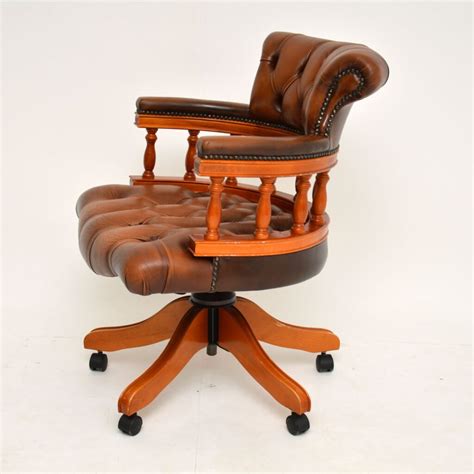 Antique Victorian Style Leather Captains Swivel Desk Chair Marylebone