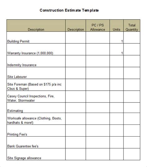 12+ Construction Estimate Templates - PDF, DOC, Excel