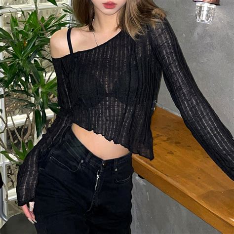 Jual Murni Keinginan Untuk Berhati Hati Mesin Hot Girl Pendek Hitam T Shirt Wanita Blus Lengan