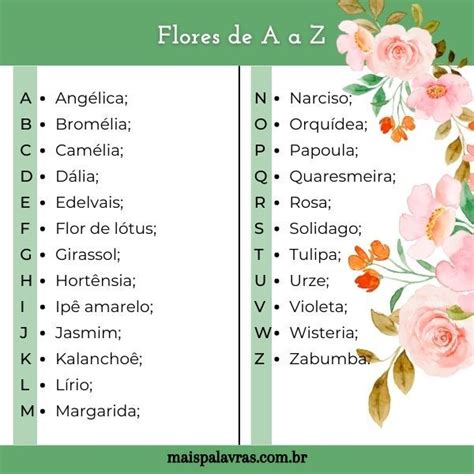Nome De Flores De A A Z