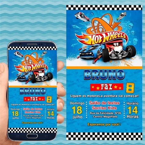 Convite Anivers Rio Virtual Personalizado Digital Hot Wheels
