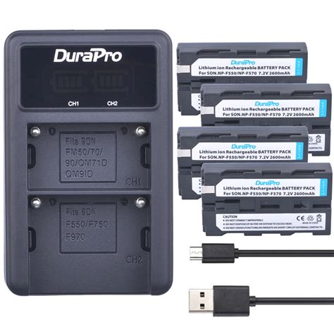 4pc NP F550 NP F570 NP F550 F570 Li ion battery + LED Dual Charger for ...