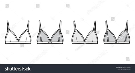 Triangle Bra Lingerie Technical Fashion Illustration Stock Vector