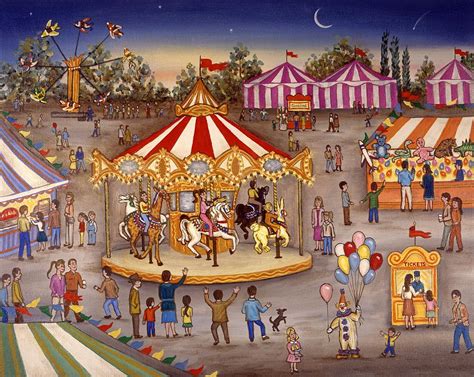 Carousel At The Carnival Painting by Linda Mears