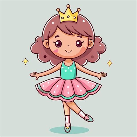 La Linda Bailarina Con Tiara Arte Vectorial De Dibujos Animados