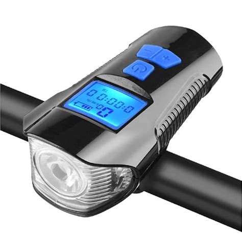 Techista USB Rechargeable LCD Display Mountain Cycle Led Light 3 In 1