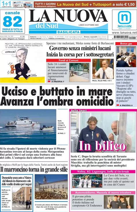 Le prime pagine di martedì 25 ottobre Wayglo Basilicata