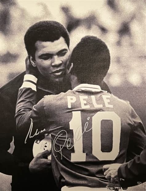 Muhammad Ali And Pele Signed 38x32 Inch Canvas Gold Star Memorabilia
