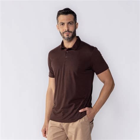 Camisa Polo Masculina Marrom - Camisa Polo Masculina De Malha Piquet Tech Marc Alain Marrom