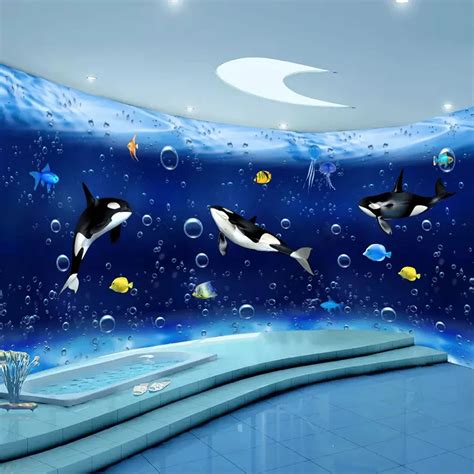 Photo Wallpaper 3d Stereo Killer Whale Ocean World Murals Custom Any