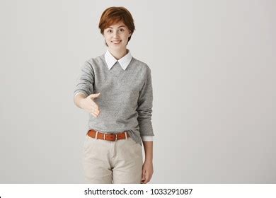 Cute Beautiful Redhead Lesbian Short Haircut Stock Photo 1033291090