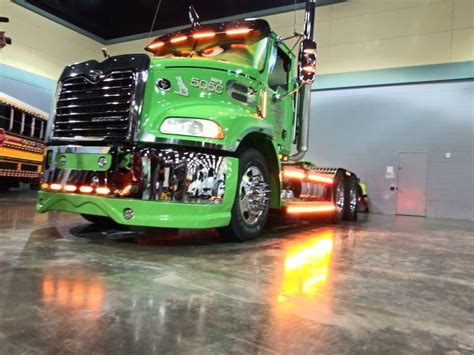 Big Green Mack Truck In A Garage