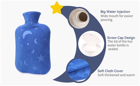 Dicever Hot Water Bottle With Soft Cover L Hot Water Bag For Menstrual Cramps Neck And