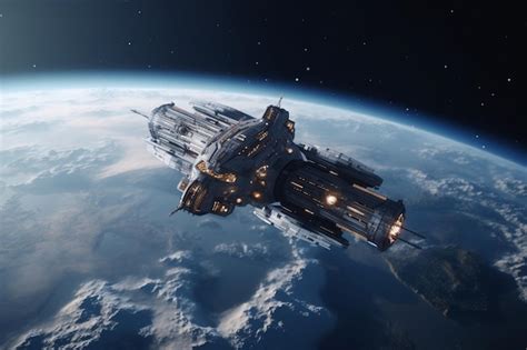 Premium AI Image | Spaceships orbiting Earth 