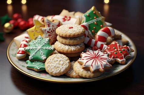 Premium AI Image | Christmas cookies in various shapes and colors arr ...