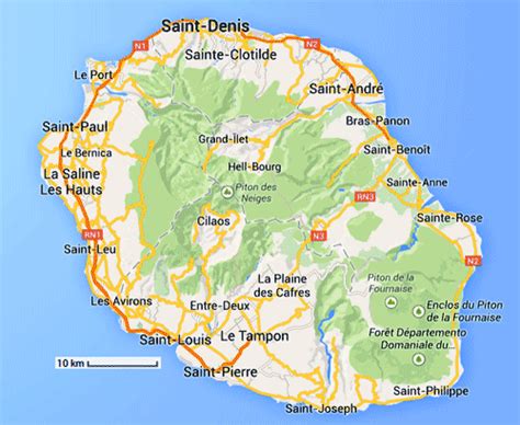 carte interactive de  ile  plans avec trajets  la reunion