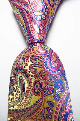 New Classic Paisley Beige Pink Blue Jacquard Woven Silk Men S Tie