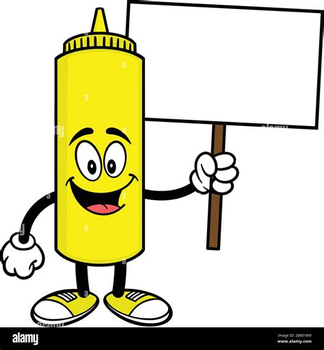 Mustard with Sign- A Cartoon Illustration of a Mustard Bottle with a Sign Stock Vector Image ...