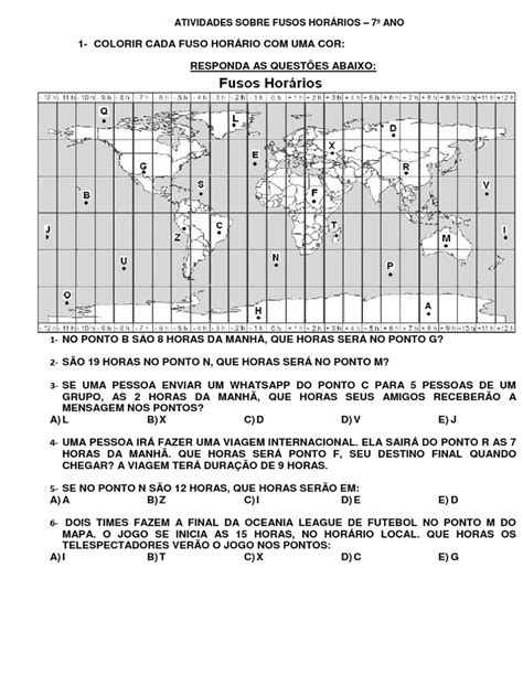 Atividade Fusos Horarios | PDF
