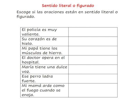 Sentido Literal O Figurado Worksheet Artofit