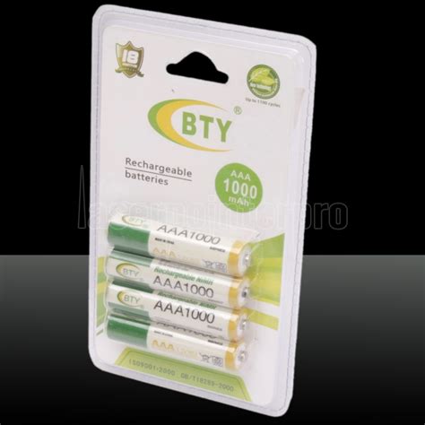 4pcs BTY AAA 1.2V 1000mAh Rechargeable Ni-MH Batteries - Laserpointerpro