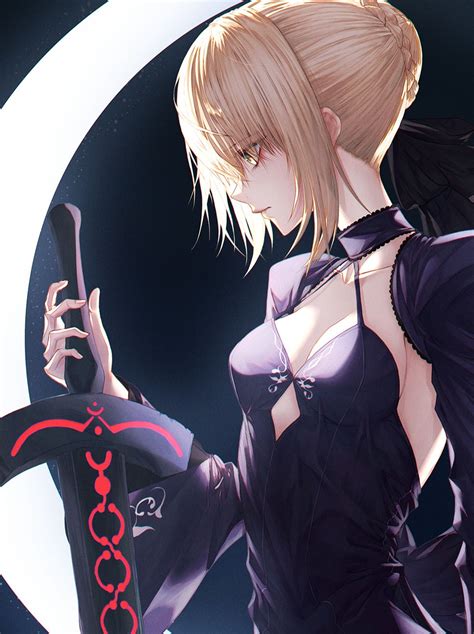 1202434 Long Hair Black Dress Vertical Fate Stay Night Blond Hair