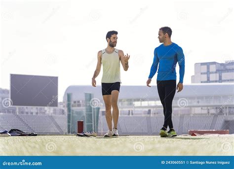 Athletes Talking in Athletic Track Stock Image - Image of lifestyle ...