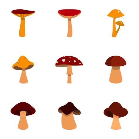 Conjunto De Iconos De Setas De Otoño Png Plano Hobby Mashroom Png Y Vector Para Descargar