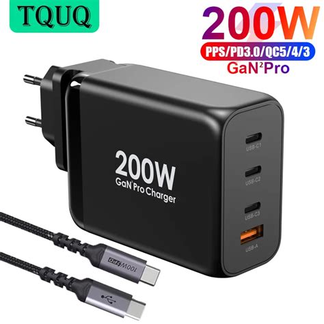 200w Wall Charger Gan Tech 100w Usb C Pd3 0 Pps และ60w Usb A Qc4 0 Fast Charging สำหรับ