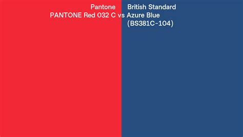 Pantone Red 032 C Vs British Standard Azure Blue Bs381c 104 Side By