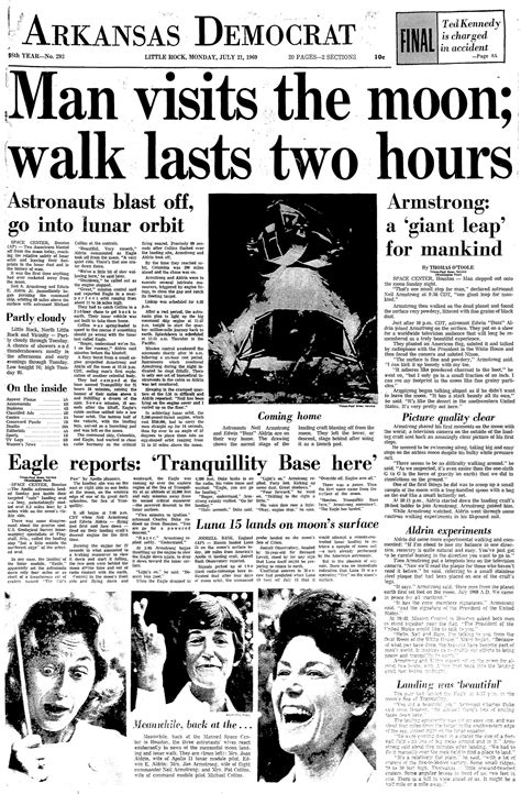 Democrat Gazette Front Pages Day After Moon Landing The Arkansas