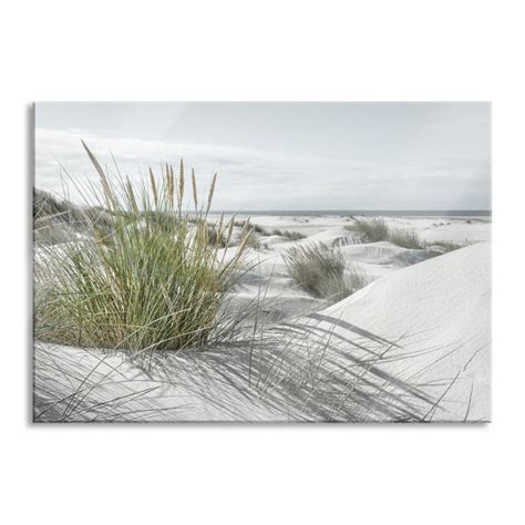 Haus am Meer Glasbild Wandbild Auf Echtglas Grasige Dünenlandschaft