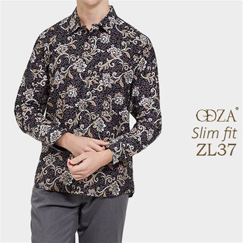 Jual TERBARU Kemeja Batik Slim Fit Lengan Panjang Kemeja Pria Di Lapak