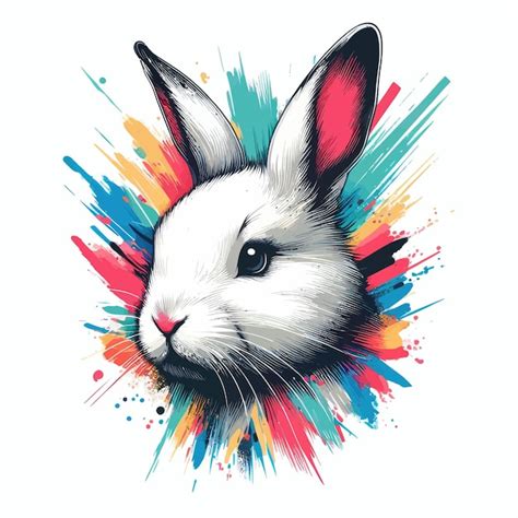 Pintura De Cabeza De Conejo Vector Premium