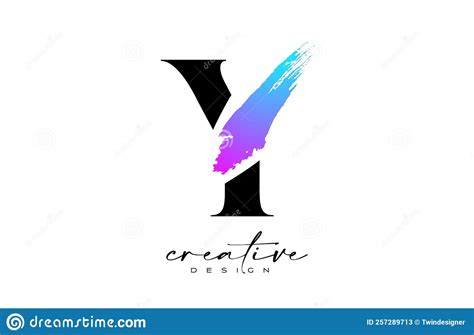 Brush Stroke Letter Y Logo Desgn With Artistic Colorful Blue Purple