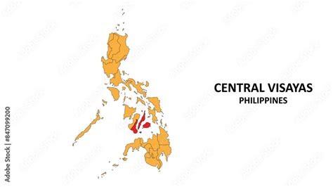 Central Visayas Map in Philippines. Vector Map of Philippines. Regions ...