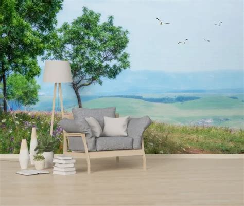 D Hillside Wildflowers Na Wallpaper Wall Mural Removable Self