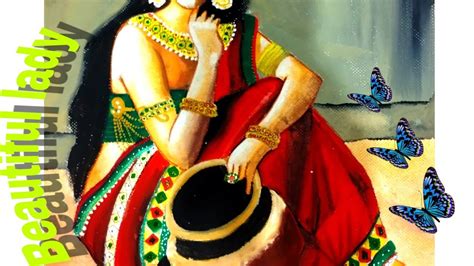 Making Preety Lady Painting🖌 Painting Of A Woman With A Matka 🧉