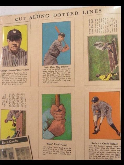 Fro Joy Ice Cream Babe Ruth Baseball Card Sheet