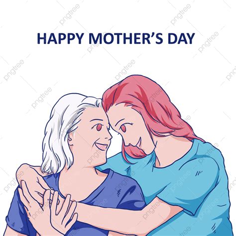 Happy Mother And Daughter Hug Each Other In Drawing Style Mother Sday Mother S Day Happy