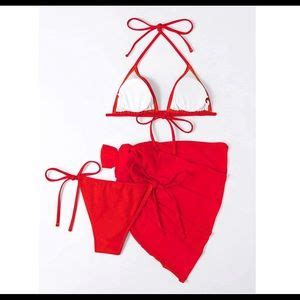 Soly Hux Swim Nwot Wrap Triangle Bikini Bathing Suit W Mesh Beach Skirt Piece Swimsuit Set