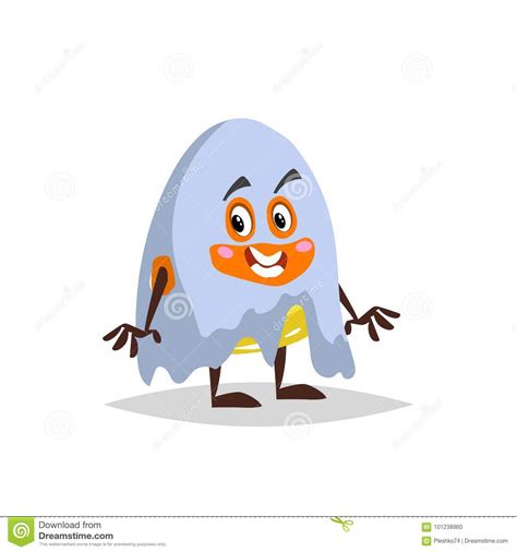 Cartoon Candy Corn Ghost Costumed Character Stock Vector
