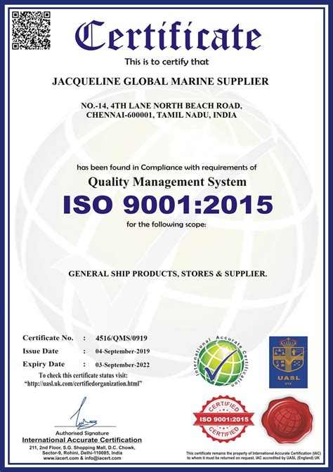 Jacqueline Global Marine Supplier Home Ship Chandler Marine Supplier