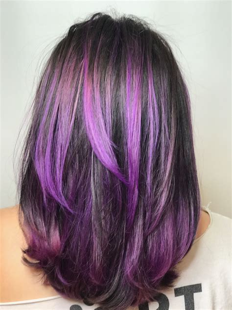 purple highlights with dark hair 1