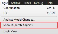 show duplicate objects
