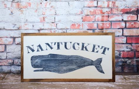 Items Similar To Vintage Inspired Hand Painted Nantucket Whale Sign