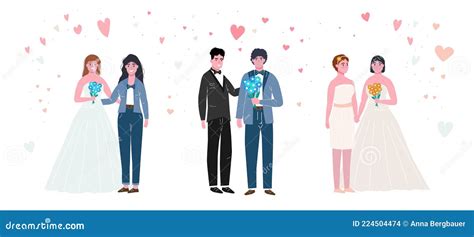 Unconventional Wedding Collection Lesbian Gay Bisexual Transgender People Marriage Stock