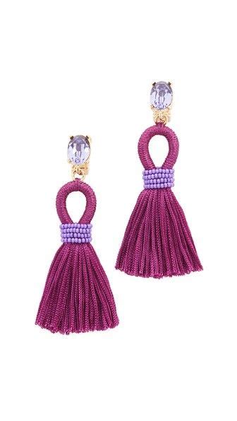 Oscar De La Renta Short Silk Tassel Clip On Earrings Clip On Earrings